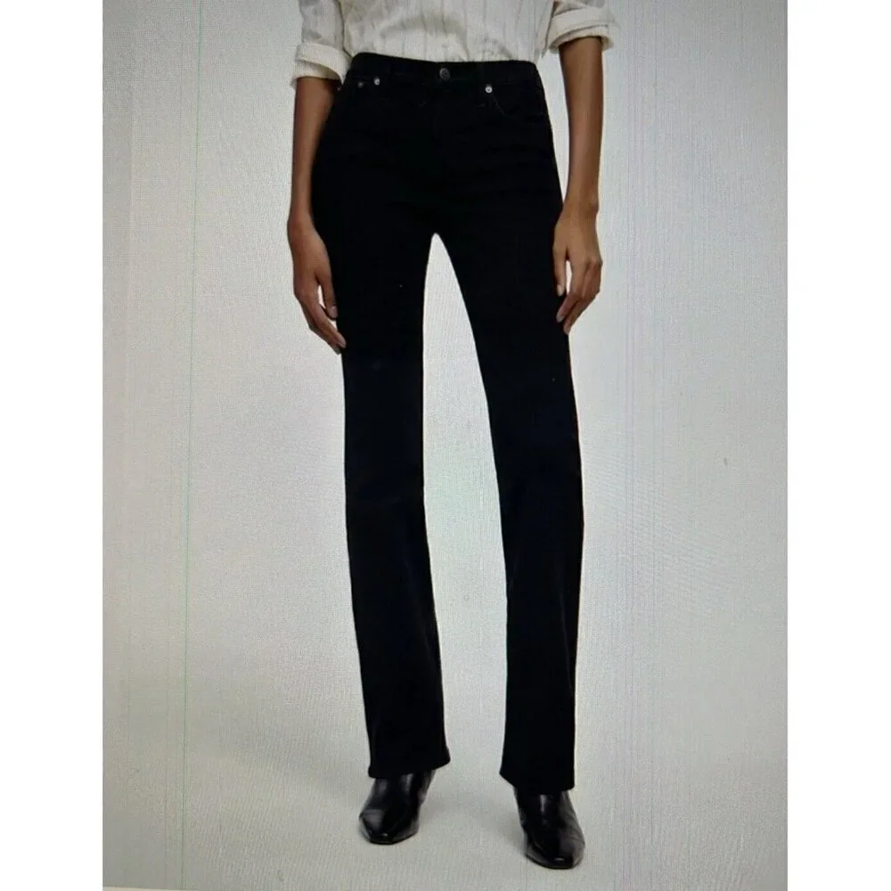 Madewell Womens Mid-Rise Full Length Kick Out Black Denim Jeans Size 32 - Picture 2 of 15